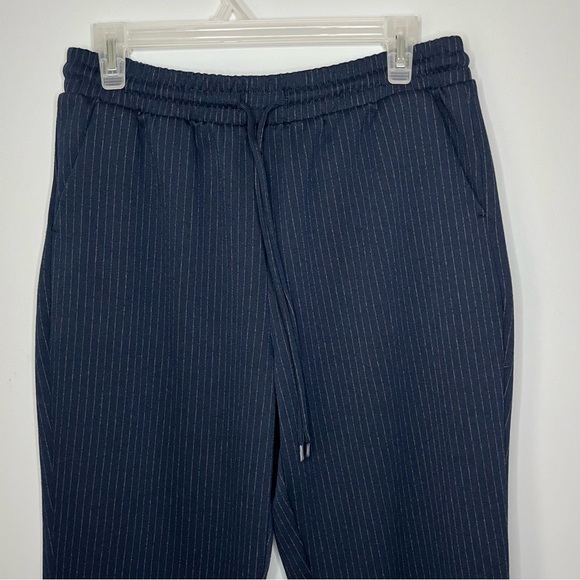 Time And Tru Pull On Navy Blue Pinstripe High Rise Knit Pants Size Medium 8-10 - Picture 5 of 16